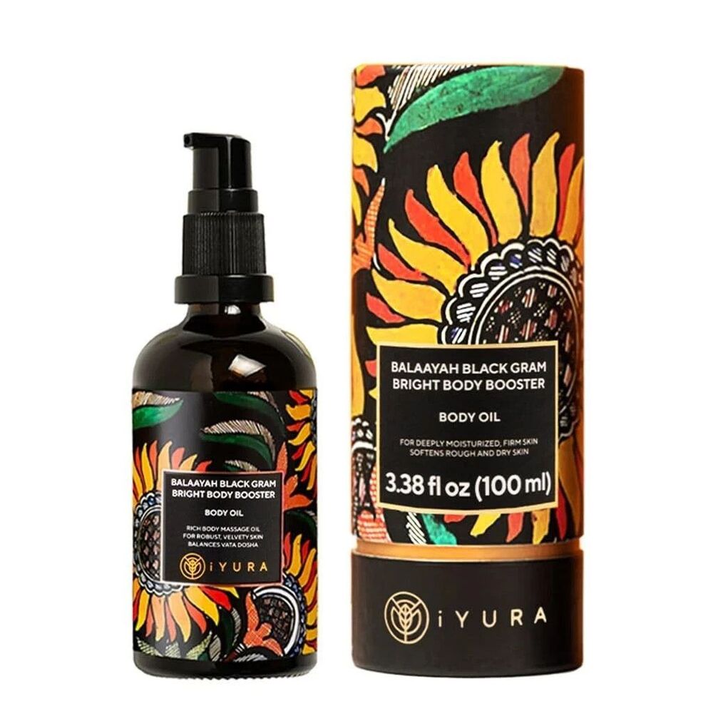 Iyura Balaayah Black Gram Body Booster Massage Oil Vegan Full Body 3.38 Oz